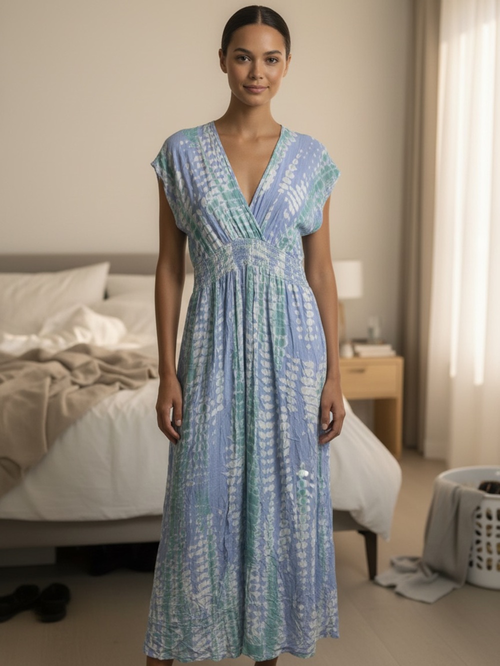 blue island NWT Maxi Dress with Tassles and Slits size Large